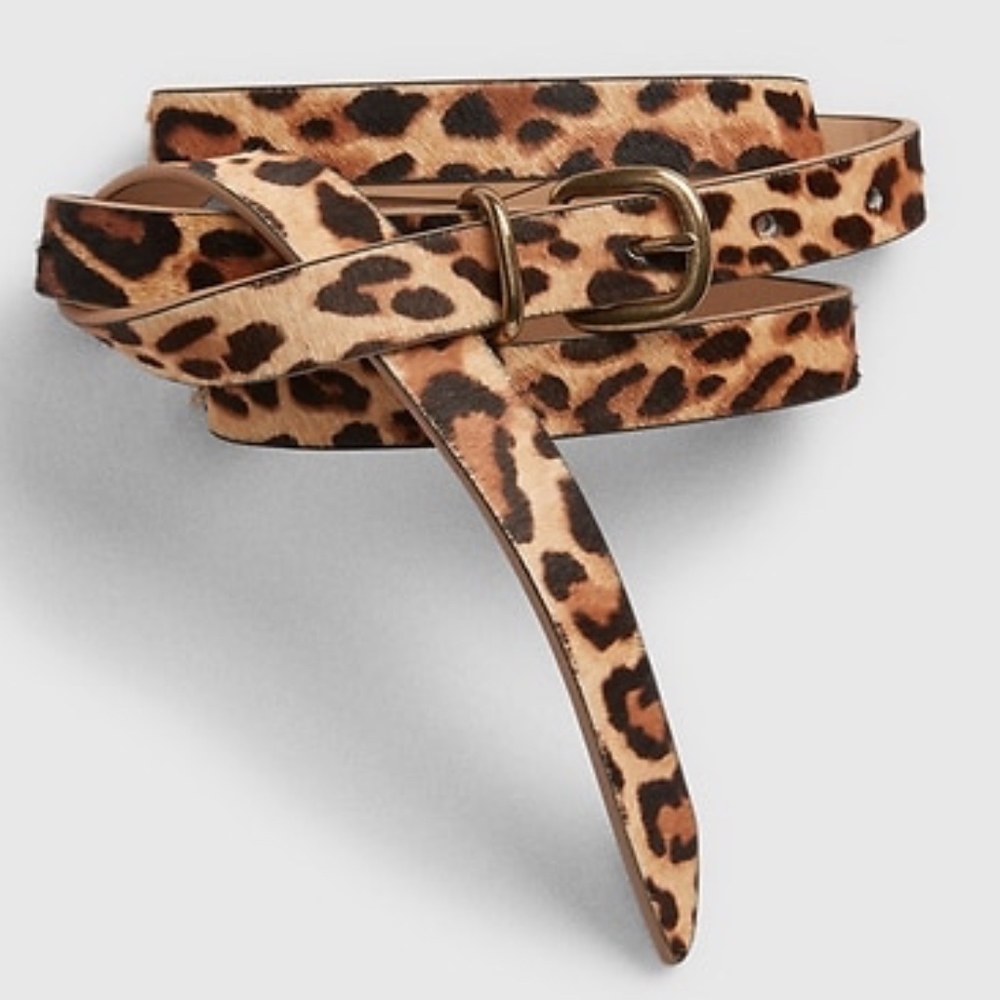 Gap Leopard Print Calf Hair Thin Belt